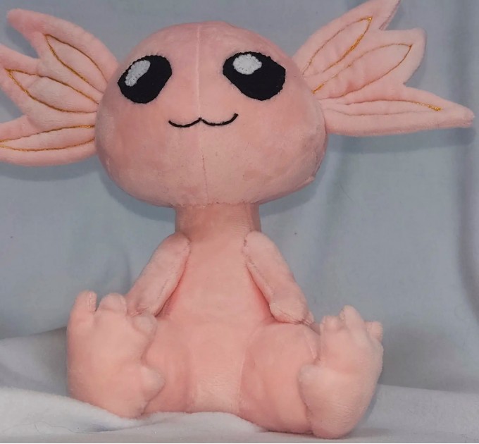 Plush axolotl, amphibian. Handmade soft toy. Buy axolotl softie, personalized plush.