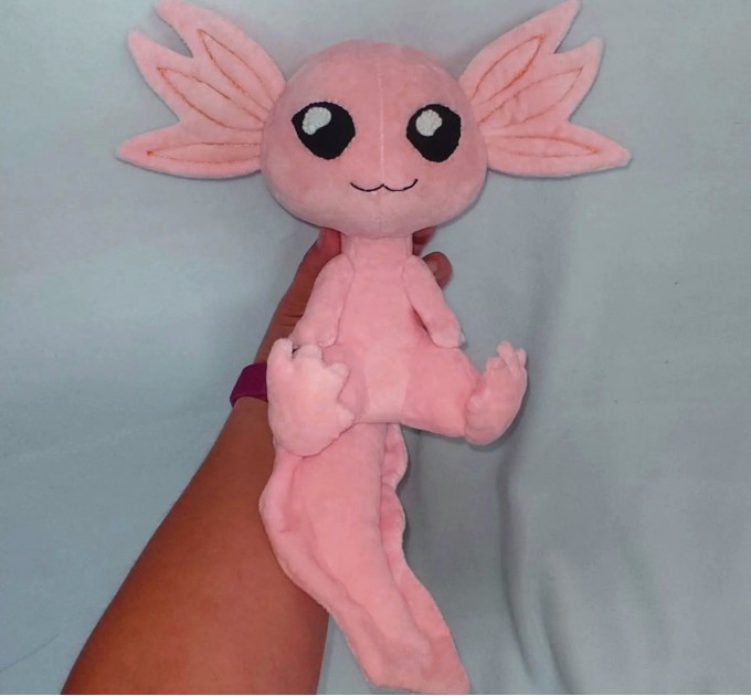 Plush axolotl, amphibian. Handmade soft toy. Buy axolotl softie, personalized plush.