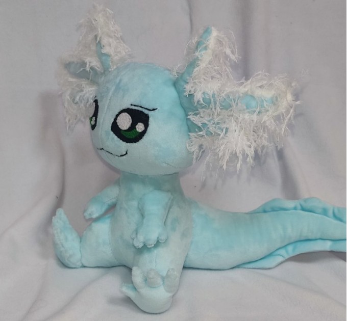 Plush axolotl, amphibian. Handmade soft toy.