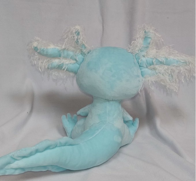 Plush axolotl, amphibian. Handmade soft toy.