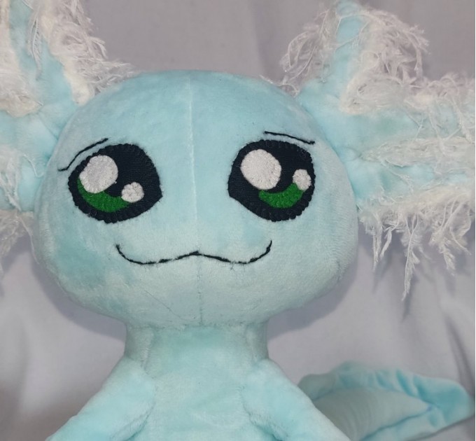 Plush axolotl, amphibian. Handmade soft toy.