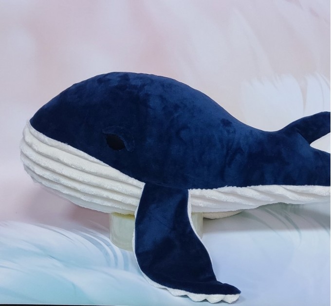 Plush whale. Big toy. Animal stuffed. Decor for the nursery. Softie doll.