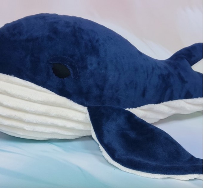 Plush whale. Big toy. Animal stuffed. Decor for the nursery. Softie doll.